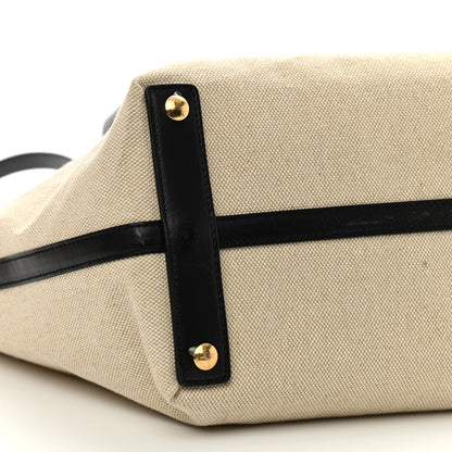 Burberry Cotton Soft Canvas Calfskin Medium Belt Tote Natural Black 7 of 9