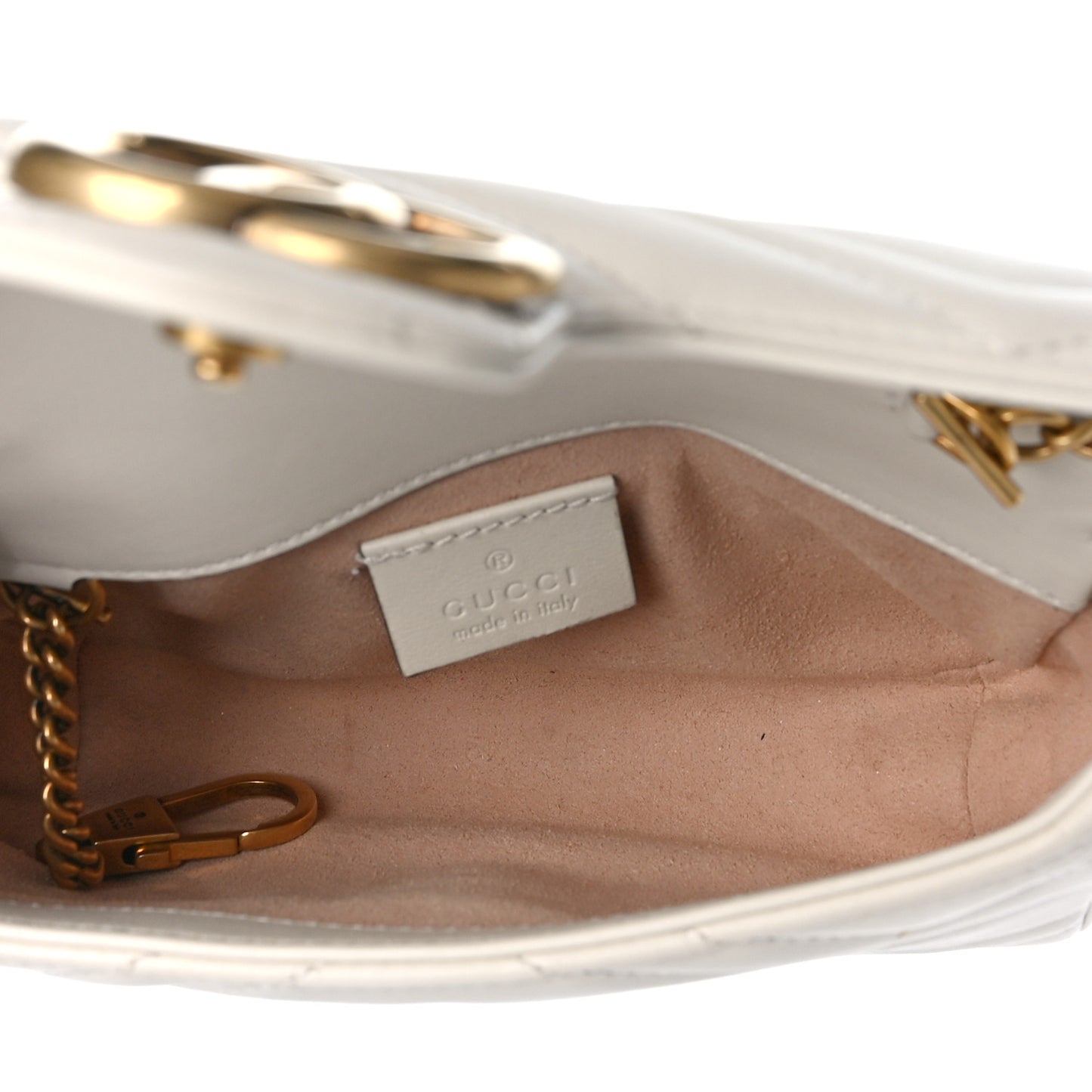Calfskin Matelasse Super Mini GG Marmont Shoulder Bag White