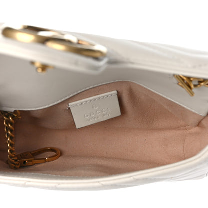 Gucci Calfskin Matelasse Super Mini GG Marmont Shoulder Bag White 5 of 12