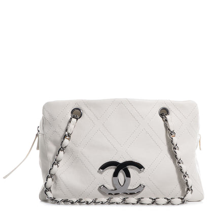 Chanel Calfskin Small Diamond Stitch Tote White 1 of 7