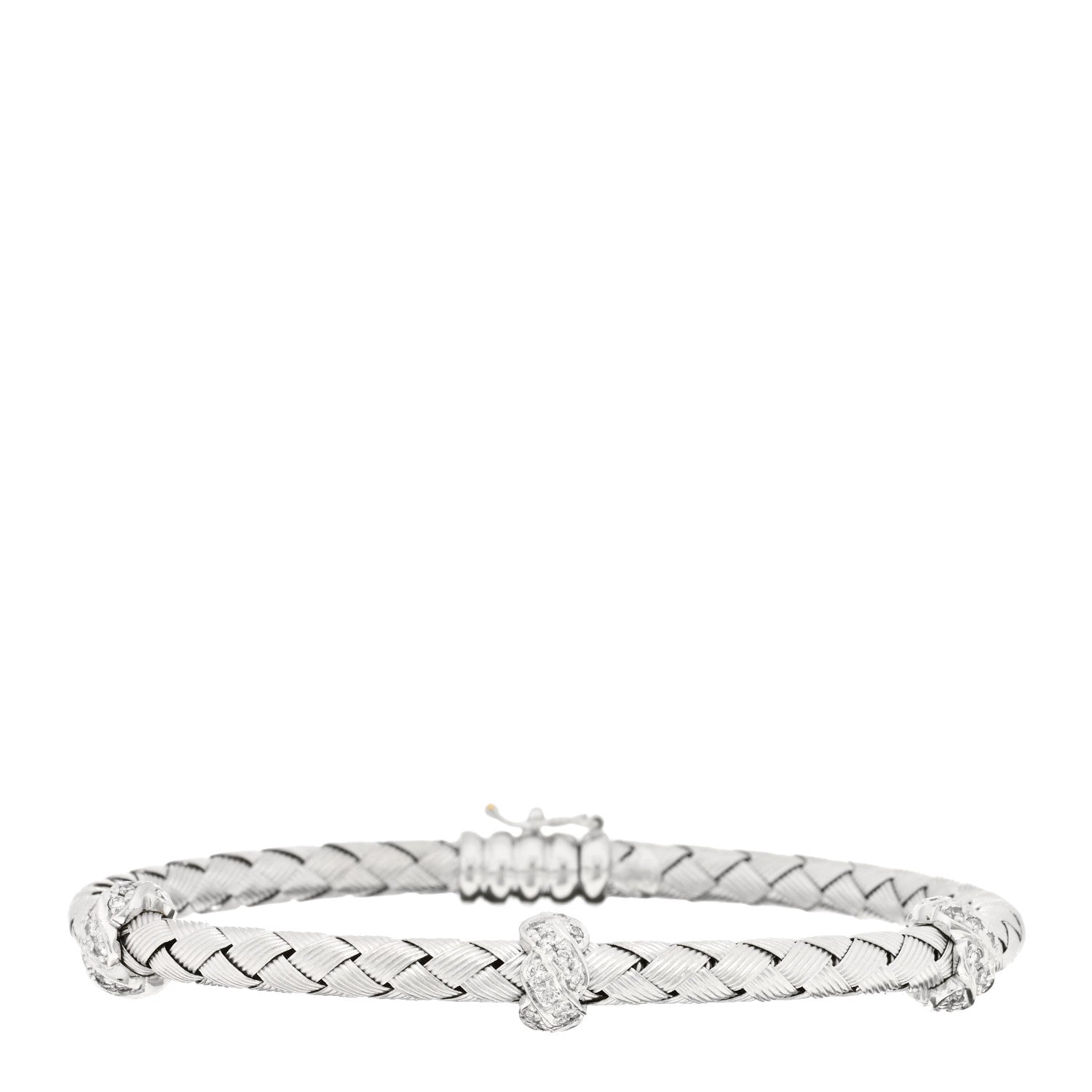 Roberto Coin 18K White Gold Diamond Primavera Bangle Bracelet 1 of 3