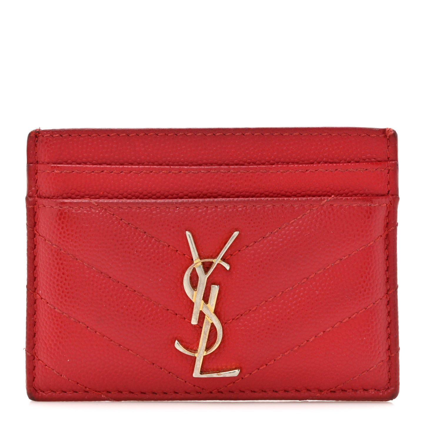 Grain De Poudre Matelasse Chevron Monogram Credit Card Case Opyum Red