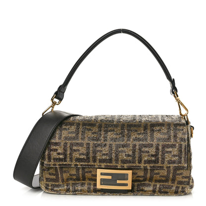 Fendi Vitello King Beaded Zucca Baguette Mogano Panna Ebano 1 of 9