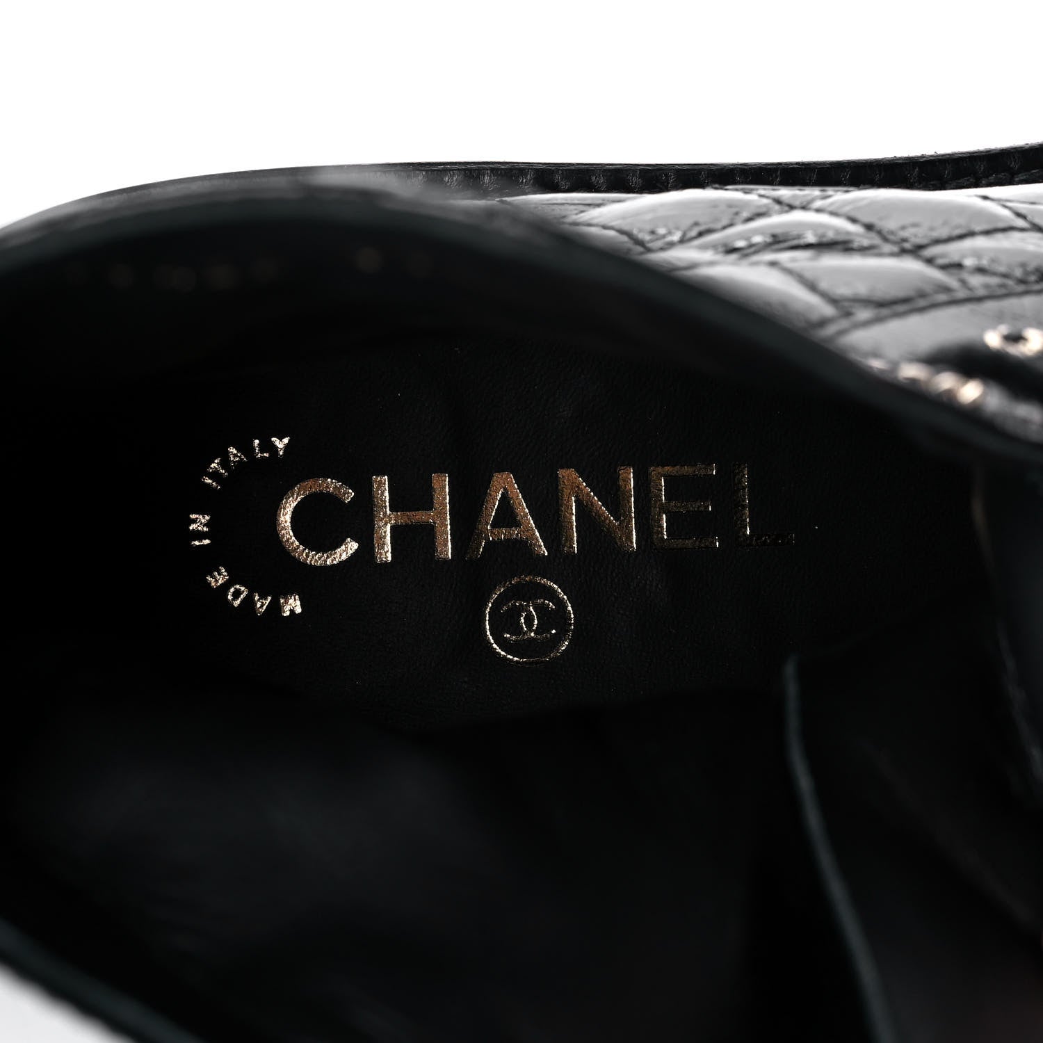 Chanel Shiny Calfskin Quilted Lace Up Combat Boots 37.5 Black 9 of 11