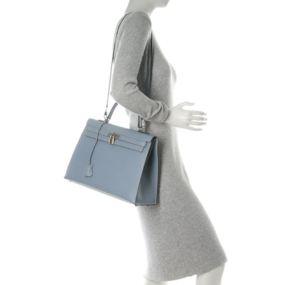 Hermes Epsom Kelly Sellier 35 Bleu Lin 2 of 26
