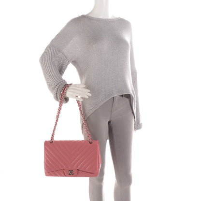Chanel Patent Chevron Jumbo Single Flap Pink 2 of 9