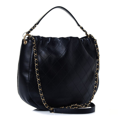 Chanel Lambskin Stitched Large Drawstring Bag Black 3 of 12
