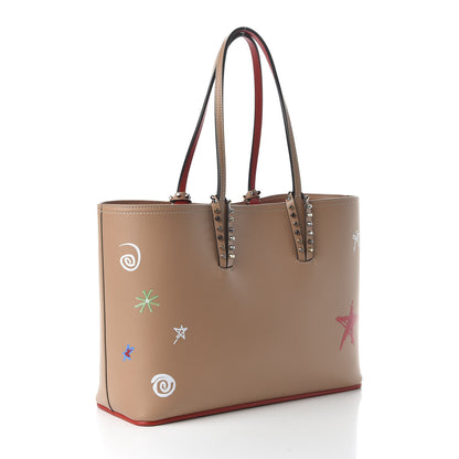 Christian Louboutin Calfskin Loubitag Spikes Small East West Cabata Tote Nude 3 of 11