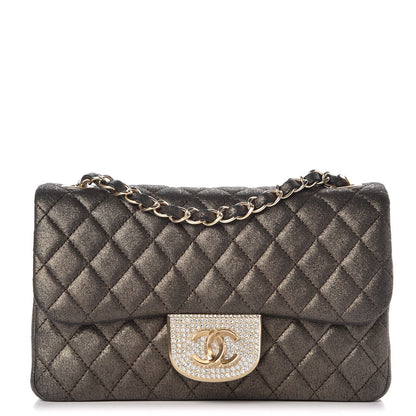 Chanel Iridescent Calfskin Quilted Crystal Mini Rectangular Flap Black Gold 1 of 7