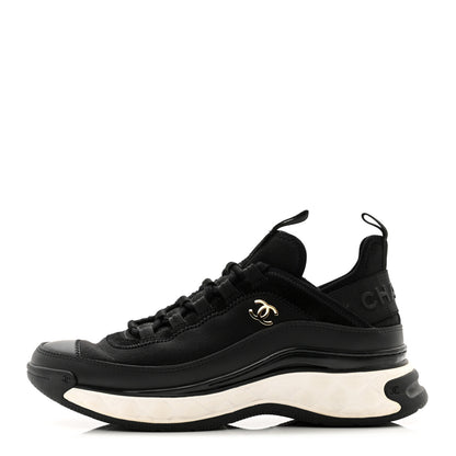 Chanel Velvet Calfskin Mixed Fibers CC Sneakers 36.5 Black 1 of 10