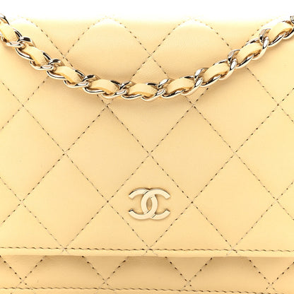 Chanel Lambskin Quilted Mini Wallet On Chain WOC Yellow 7 of 9
