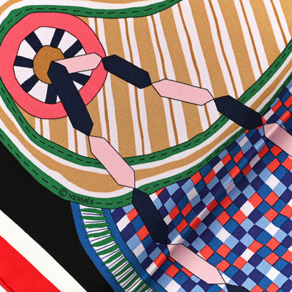 Hermes Silk La Selle Imaginaire Scarf 90 Black Jaune Soufre 6 of 6