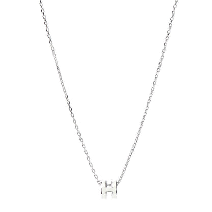 Hermes Lacquered Palladium Mini Pop H Pendant Necklace White 1 of 4