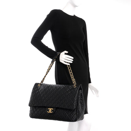 Chanel Calfskin Quilted XXL Travel Flap Bag Black 3 of 8