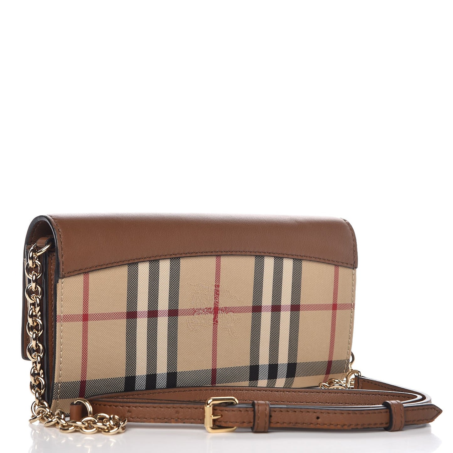 Derby Calfskin House Check Henley Wallet On Chain Tan