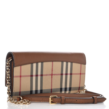 Burberry Derby Calfskin House Check Henley Wallet On Chain Tan 3 of 8