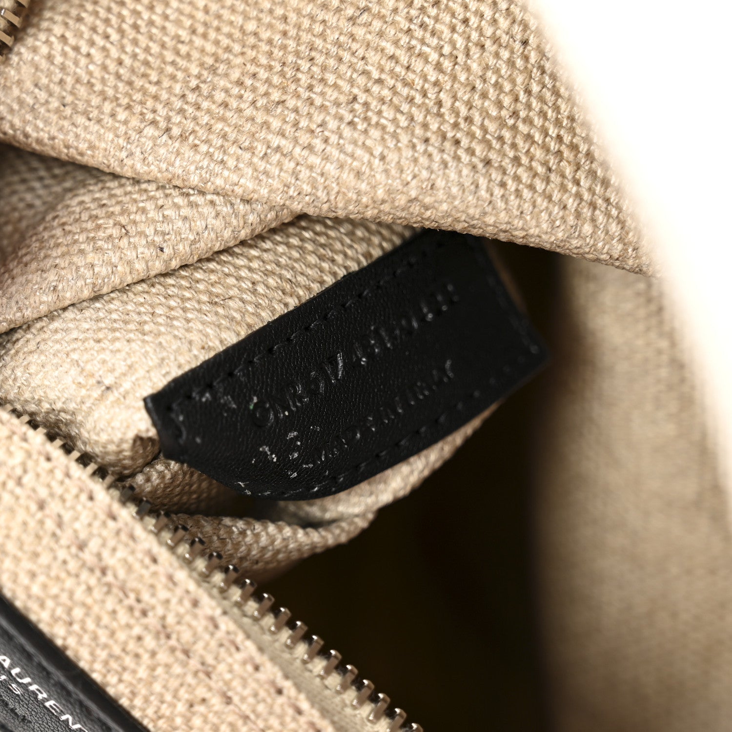 Saint Laurent Linen Calfskin Small Rive Gauche Tote Greggio Natural 6 of 9