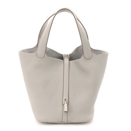 Hermes Taurillon Clemence Picotin Lock 22 MM Gris Perle 1 of 12