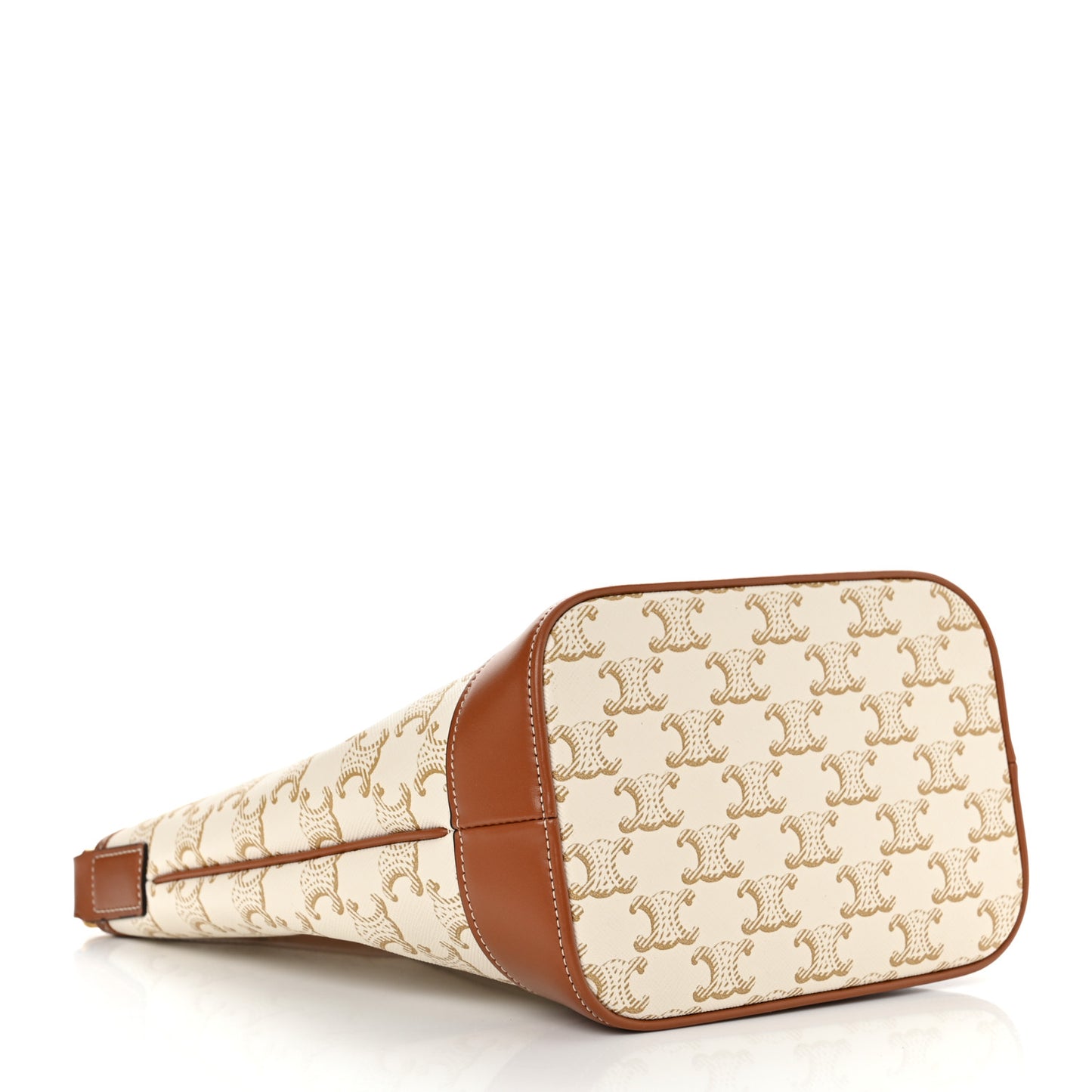 Triomphe Canvas Calfskin Small Bucket Bag White