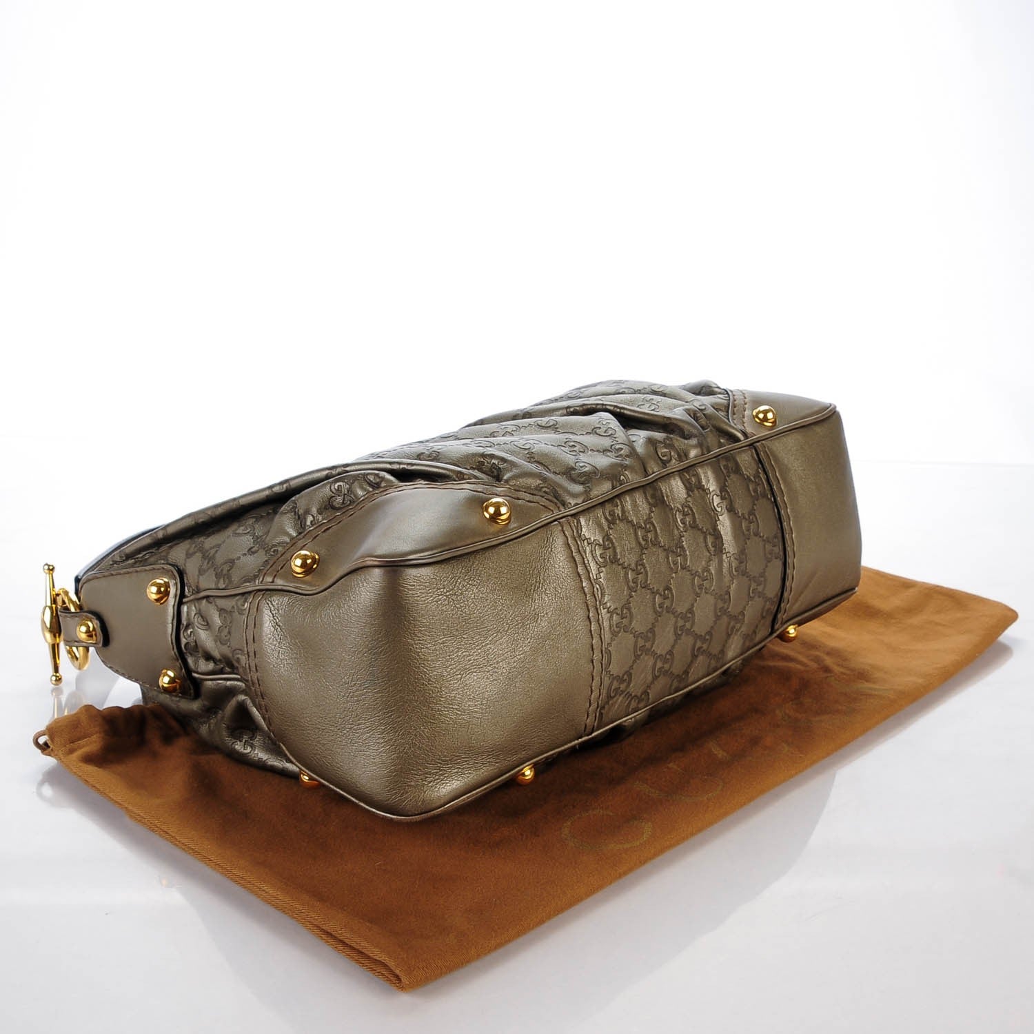 Gucci Metallic Guccissima Medium Jockey Hobo Pewter 4 of 9