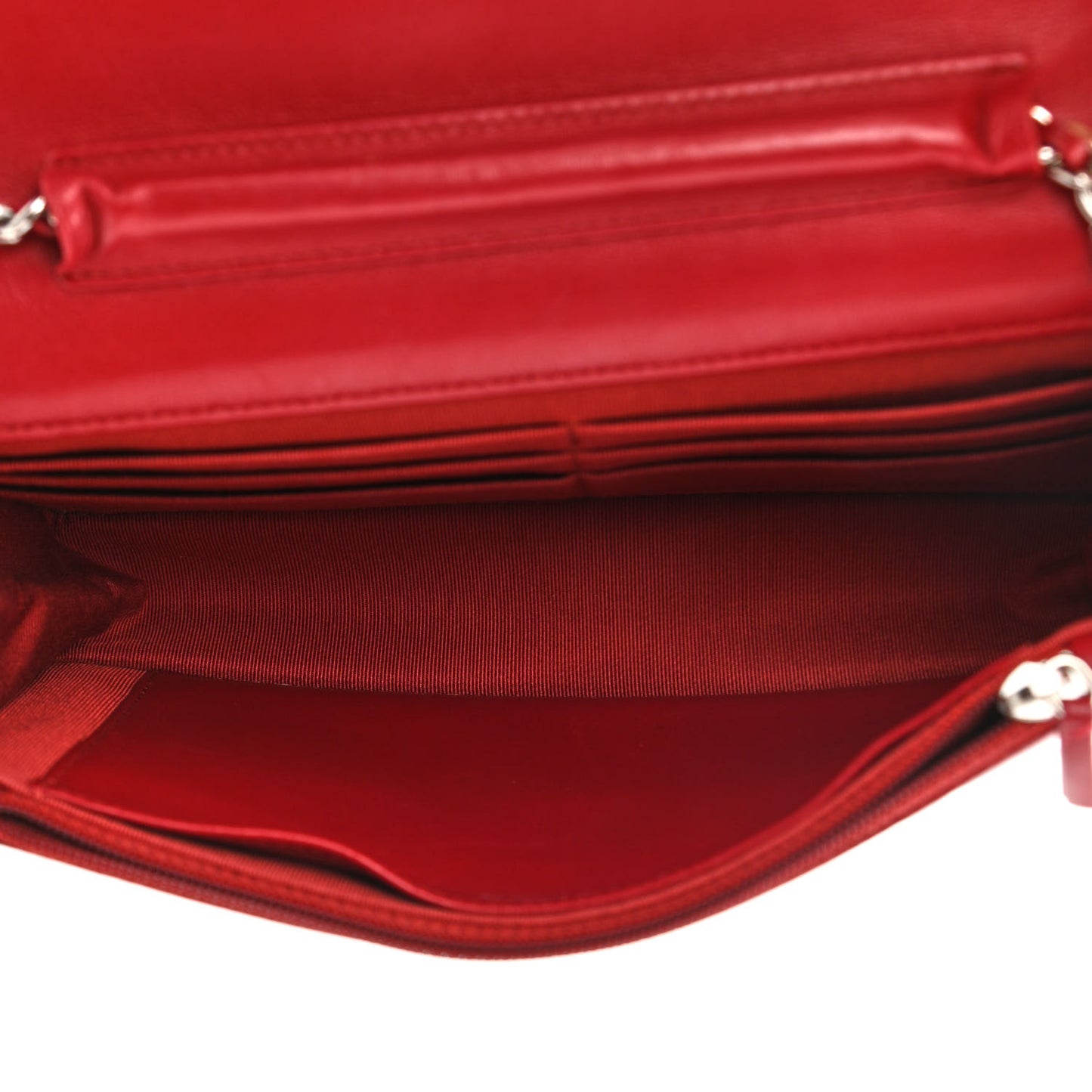 Lambskin Quilted Wallet On Chain WOC Red