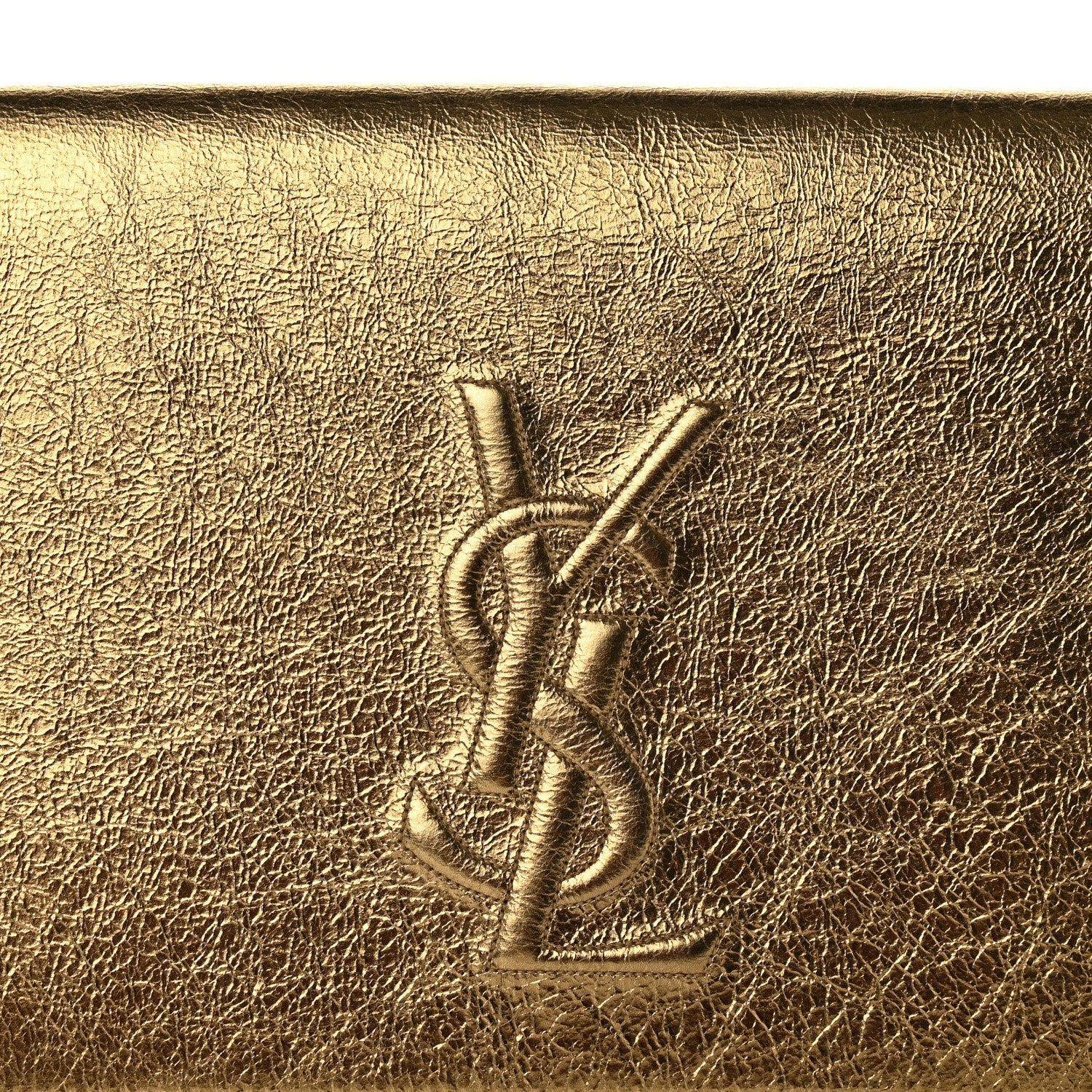 Saint Laurent Metallic Calfskin Monogram Large Belle De Jour Clutch Gold 7 of 12