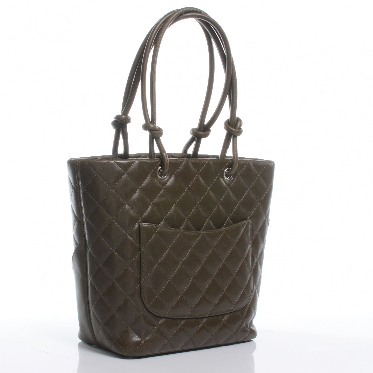 Chanel Calfskin Python Quilted Cambon Medium Tote Khaki 3 of 8