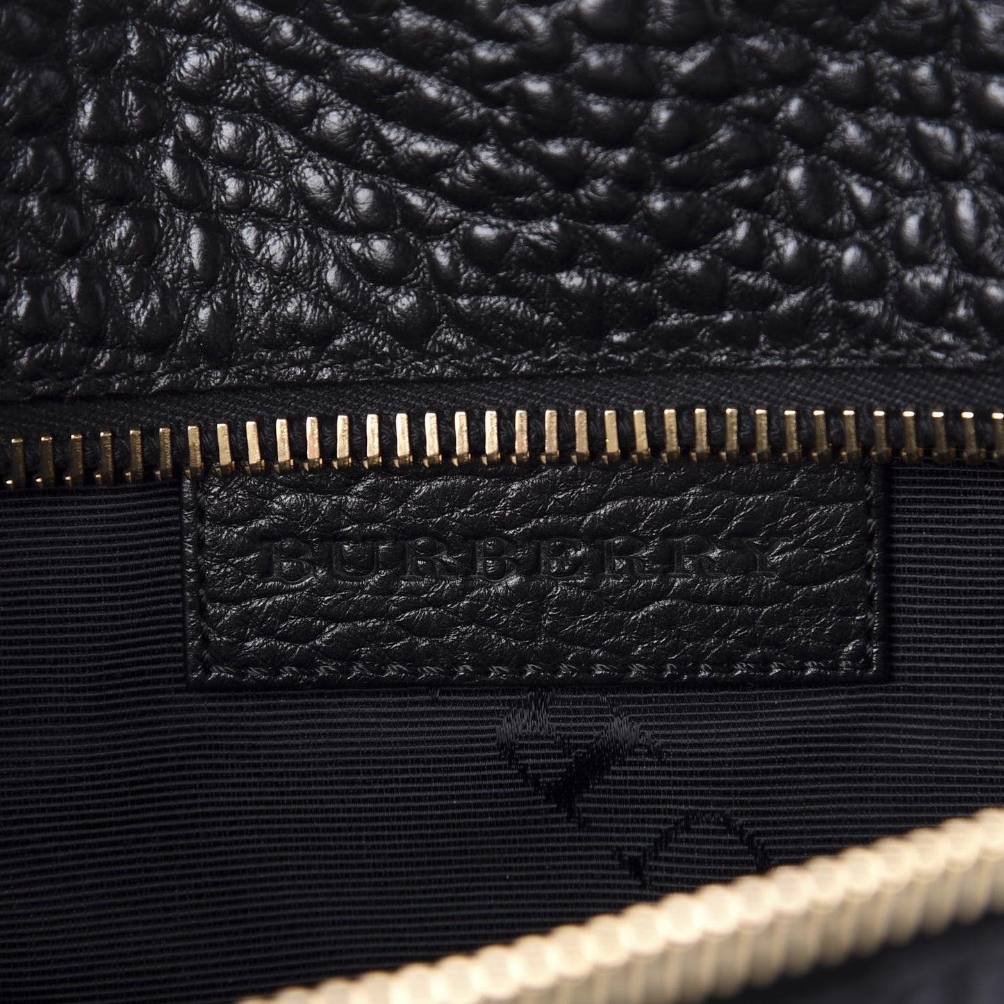 Signature Grain Calfskin Check Embossed Medium Balmoral Clutch Bag Black