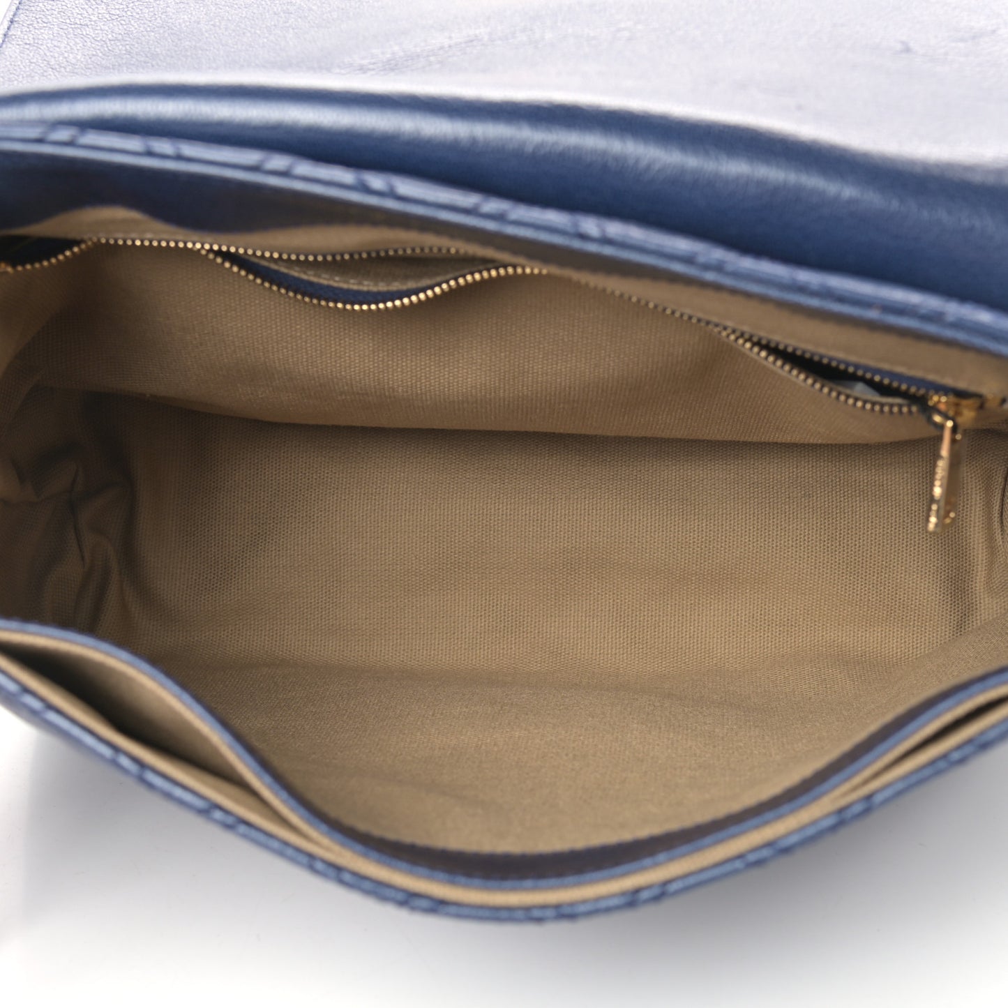 Lambskin Quilted Large Baroque Single Flap Bag Navy