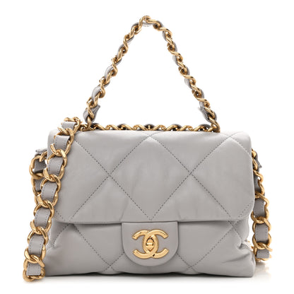 Chanel Lambskin Quilted Small Chain Top Handle Flap Grey 1 of 8
