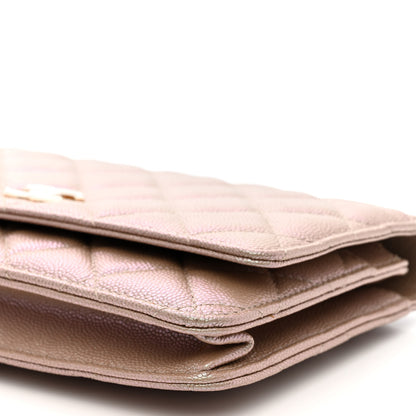 Chanel Iridescent Caviar Quilted Wallet on Chain WOC Beige 10 of 11