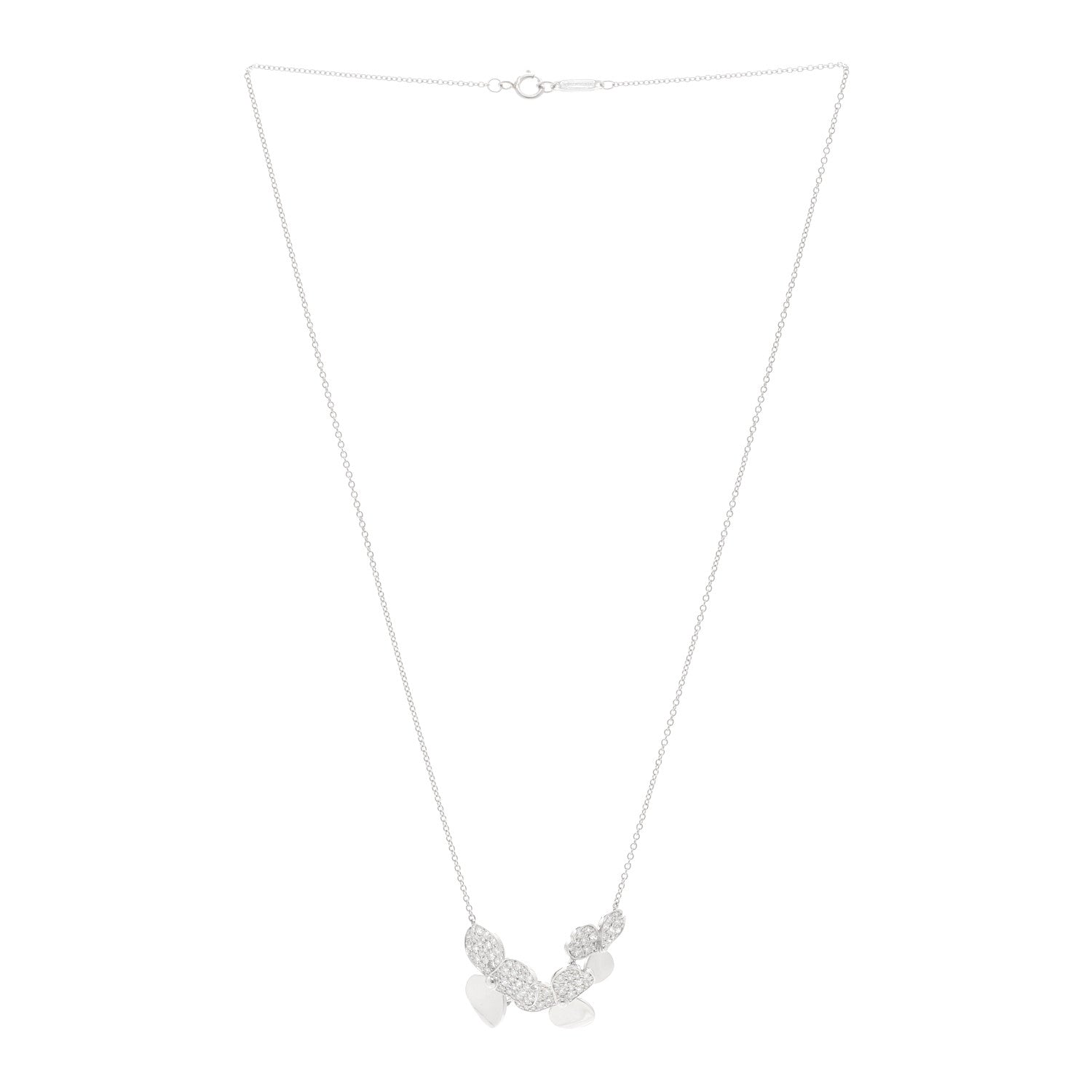 Tiffany Platinum Diamond Mini Paper Flowers Cluster Pendant Necklace 3 of 5
