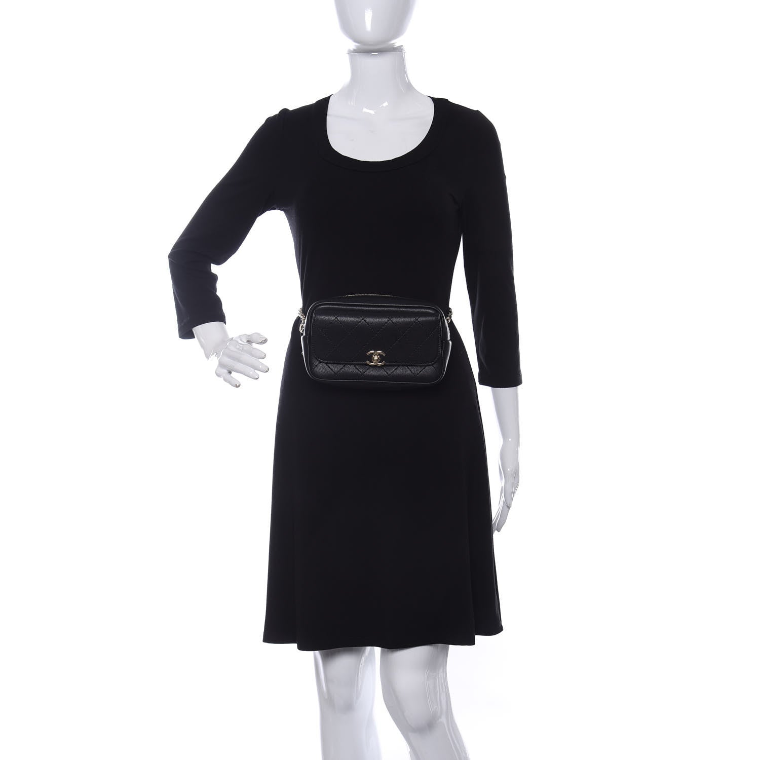 Chanel Calfskin Stitched Casual Trip Waist Bag Black 2 of 11