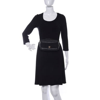 Chanel Calfskin Stitched Casual Trip Waist Bag Black 2 of 11