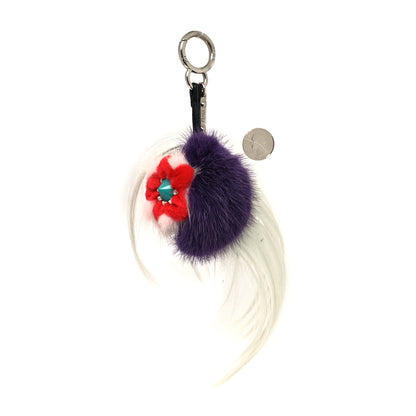 Fendi Fox Fur Monster Flowery Mini Bag Bug Charm Viola Acqua Multicolor 2 of 4
