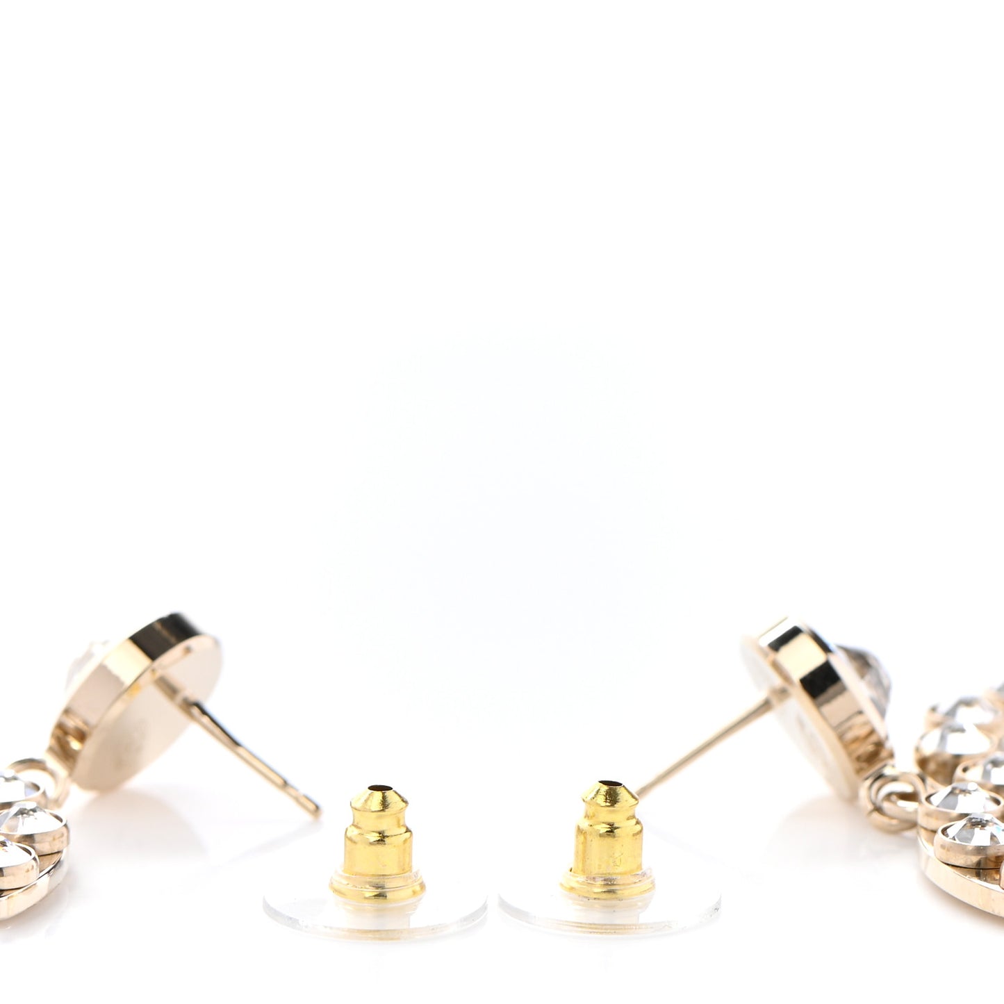 Metal Crystal CC Dangle Earrings Gold