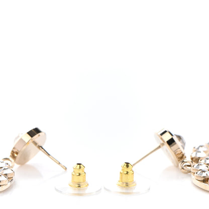 Chanel Metal Crystal CC Dangle Earrings Gold 3 of 4