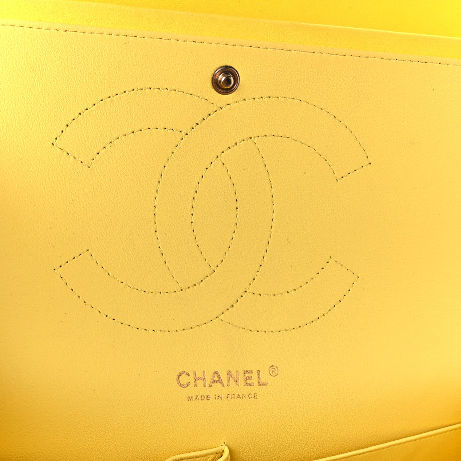 Chanel Lambskin Quilted Jumbo Double Flap Yellow 6 of 13