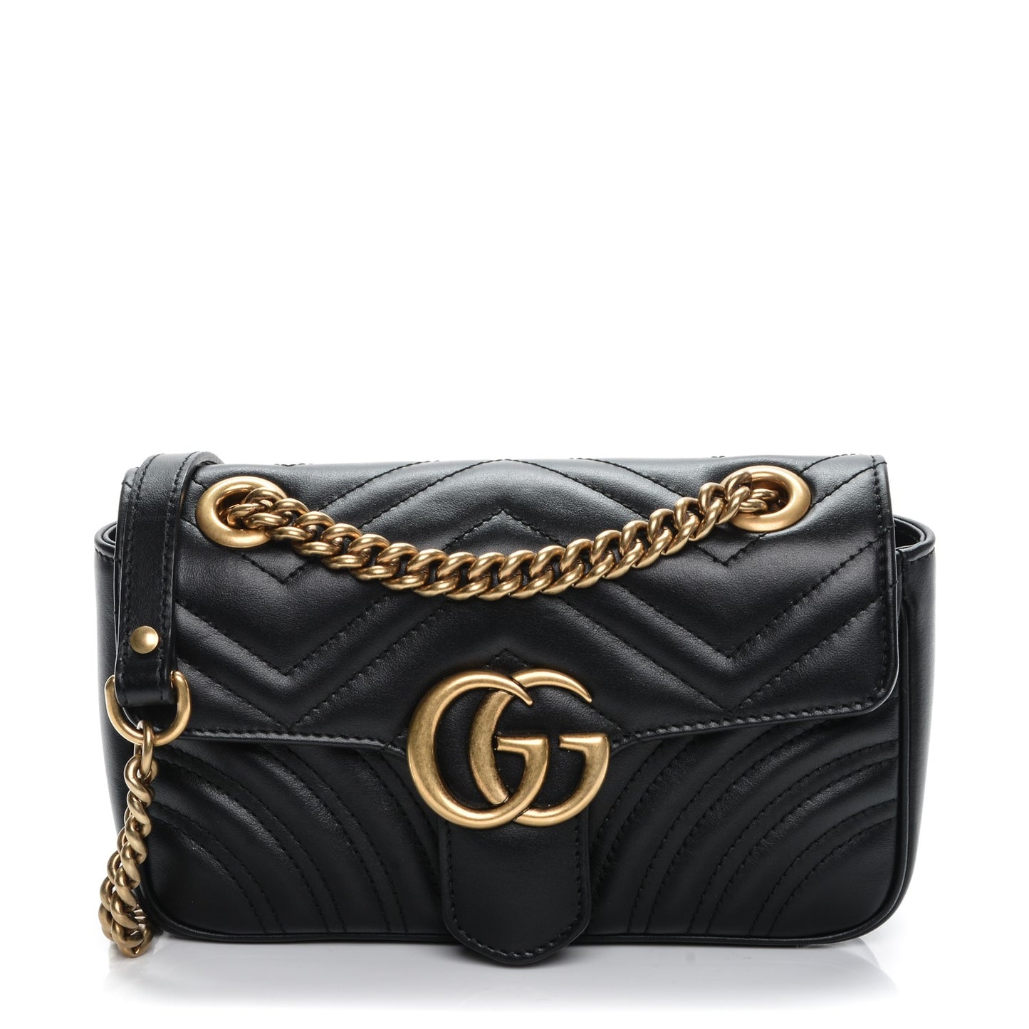 Calfskin Matelasse Mini GG Marmont Shoulder Bag Black