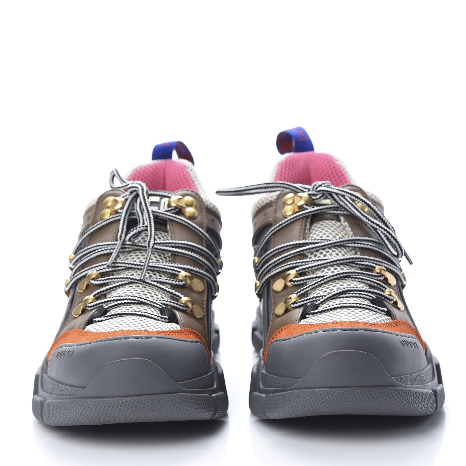 Gucci X SEGA Mesh Canvas Calfskin Womens Flashtrek Sneakers 37.5 White Box Pink Ardesia Loess 2 of 8