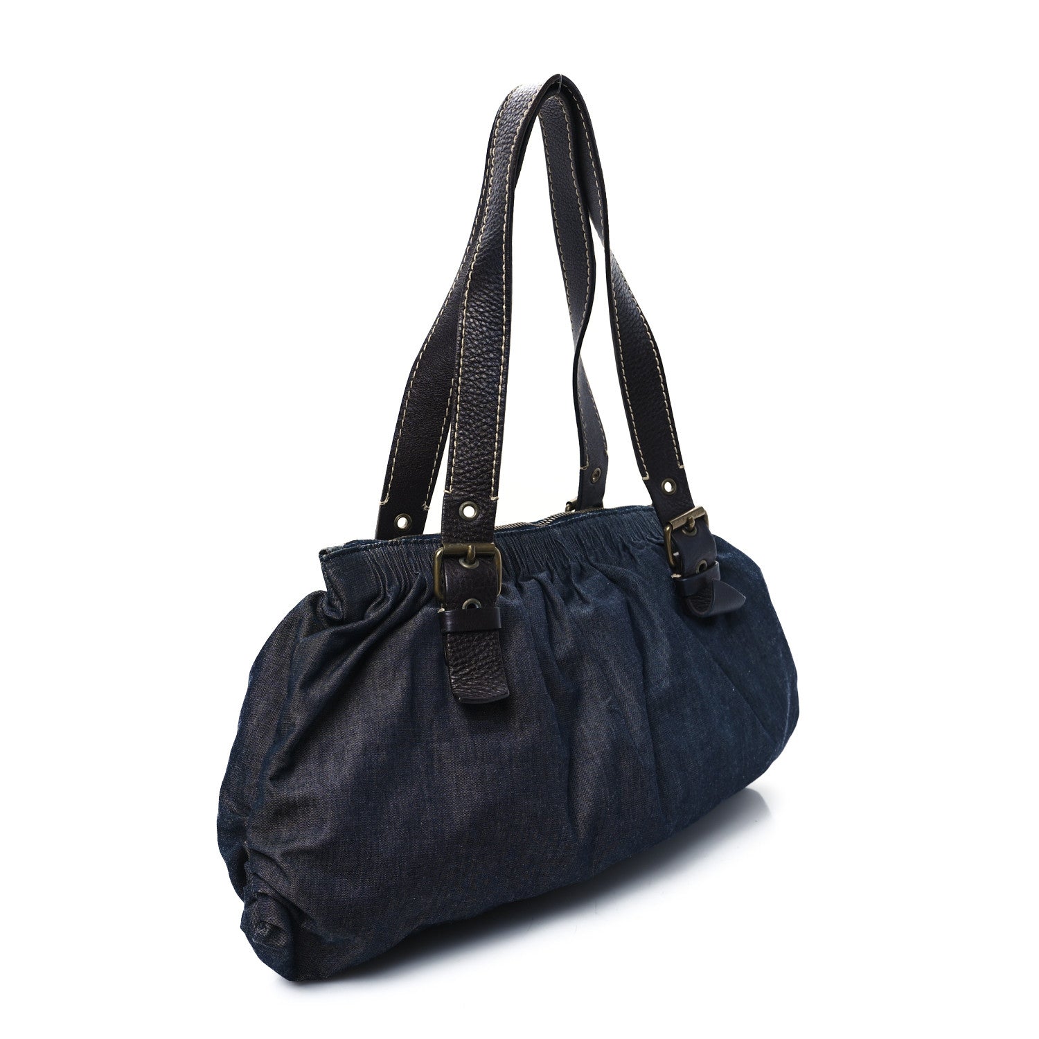 Miu Miu Fabric Gathered Shoulder Bag  Blue 2 of 11