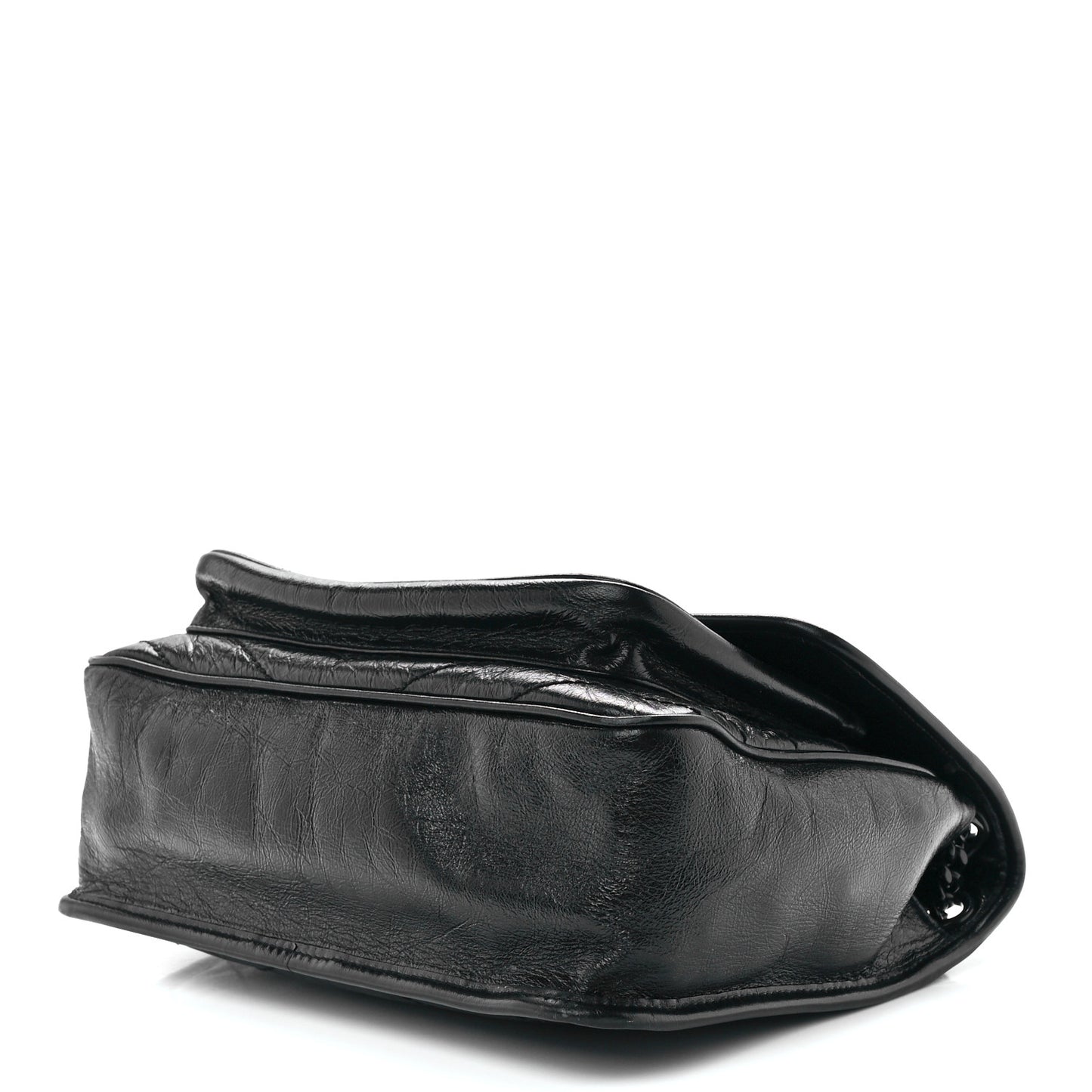 Crinkled Calfskin Matelasse Monogram Medium Niki Chain Satchel Black