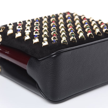 Christian Louboutin Suede Calfskin Spikes Small Triloubi Shoulder Bag Black Multi 8 of 11