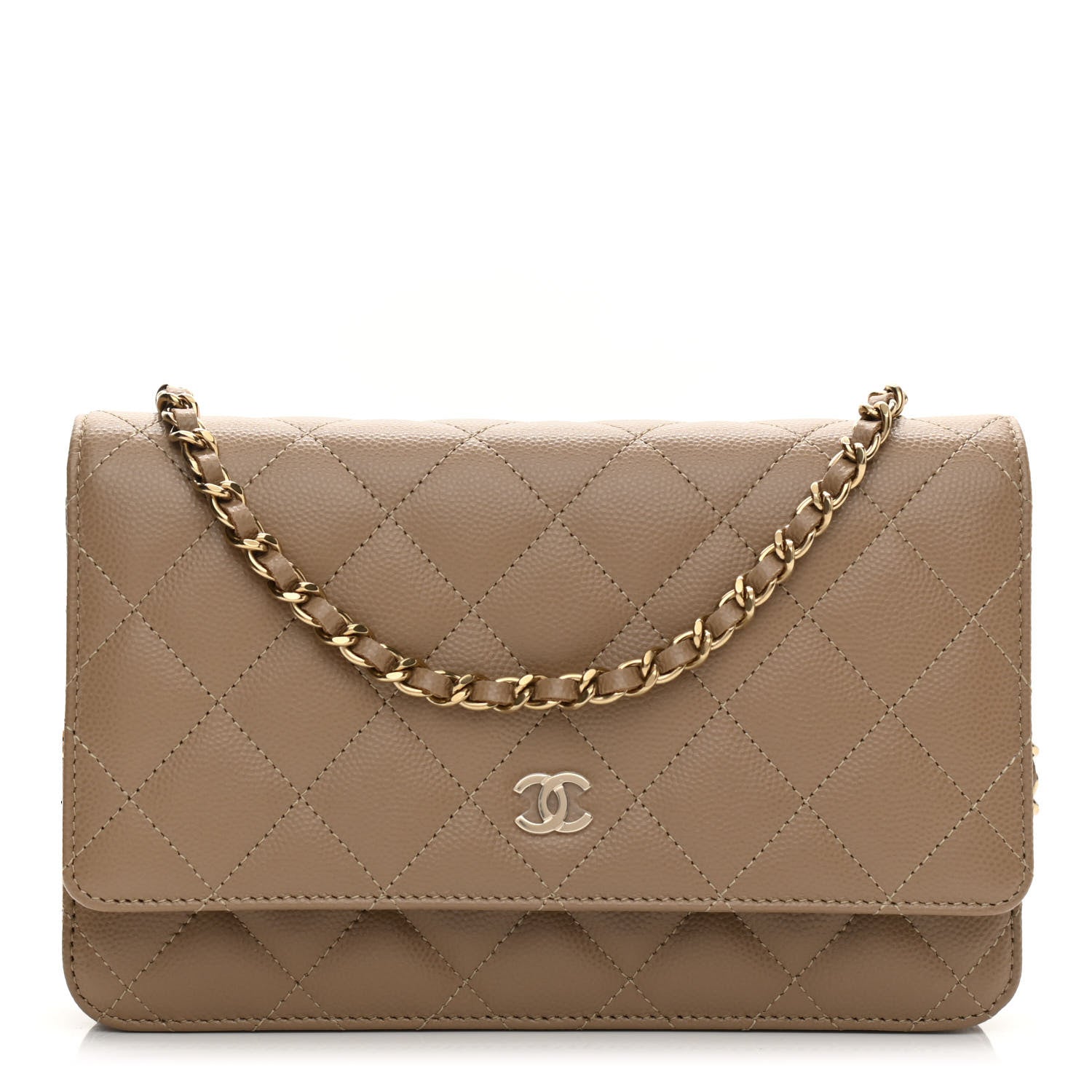 Chanel Caviar Quilted Wallet On Chain WOC Beige 1 of 12