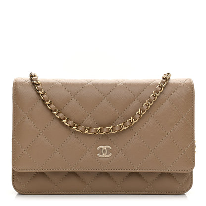 Chanel Caviar Quilted Wallet On Chain WOC Beige 1 of 12