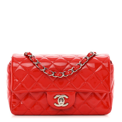 Chanel Patent Calfskin Quilted Mini Rectangular Flap Red 1 of 10