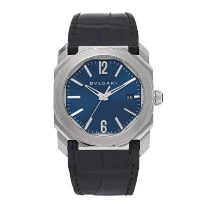 Bulgari Stainless Steel Alligator 38mm Octo Automatic Watch Blue 1 of 6