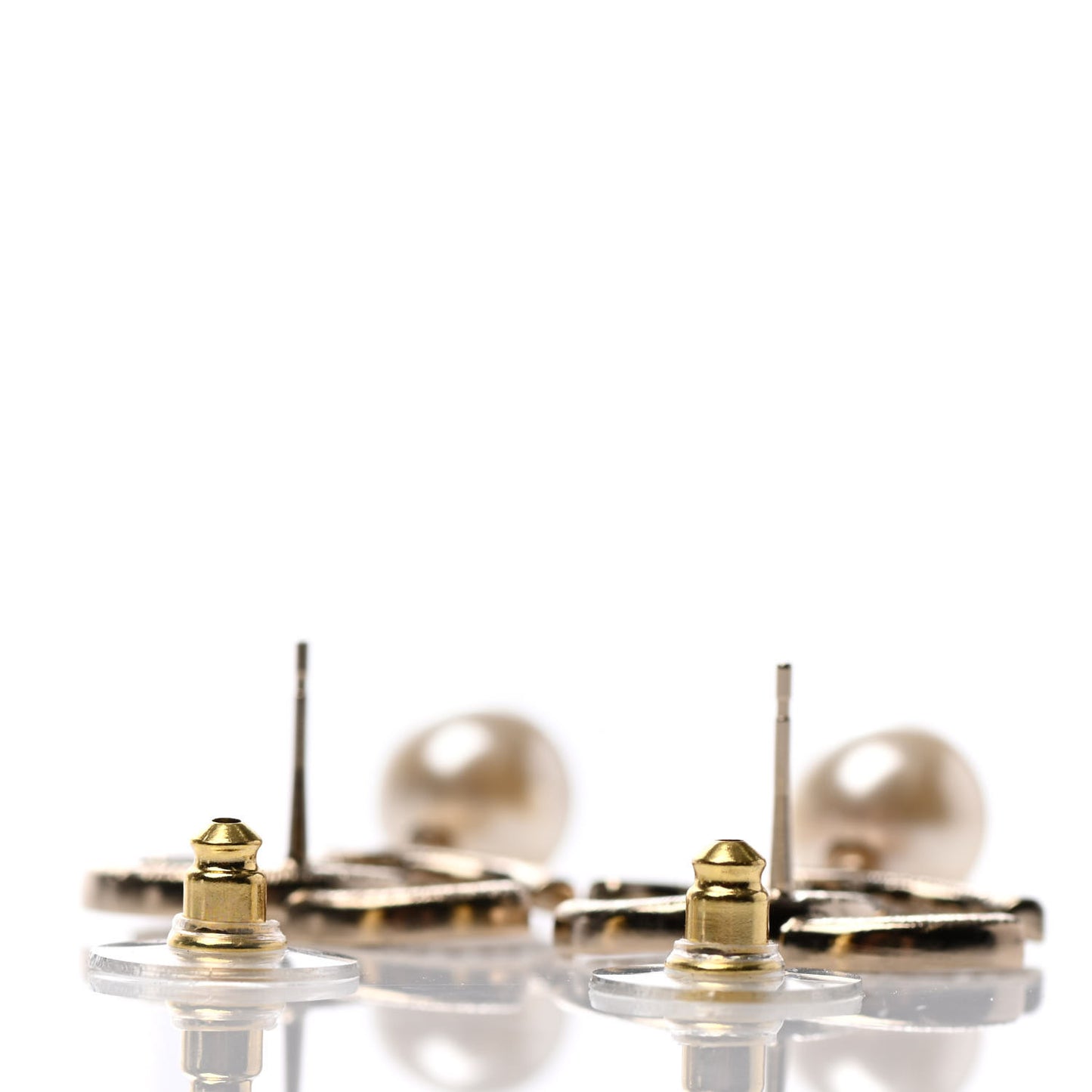 Crystal Pearl CC Drop Earrings Gold