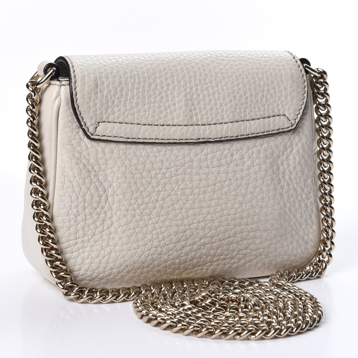 Pebbled Calfskin Small Soho Flap Crossbody Off White