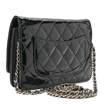 Chanel Patent Quilted Wallet On Chain WOC Black 4 of 13